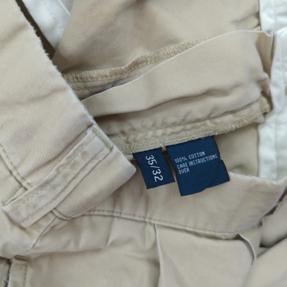 Vtg Polo‎ Ralph Lauren Pants Men 35x32 Khaki Hammond Pleated Cuffed Office